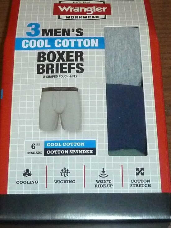 Wrangler Other - Wrangler Workwear Boxer Briefs 3 Pk. Cool Cotton 6 in. inseam Men's Underwear